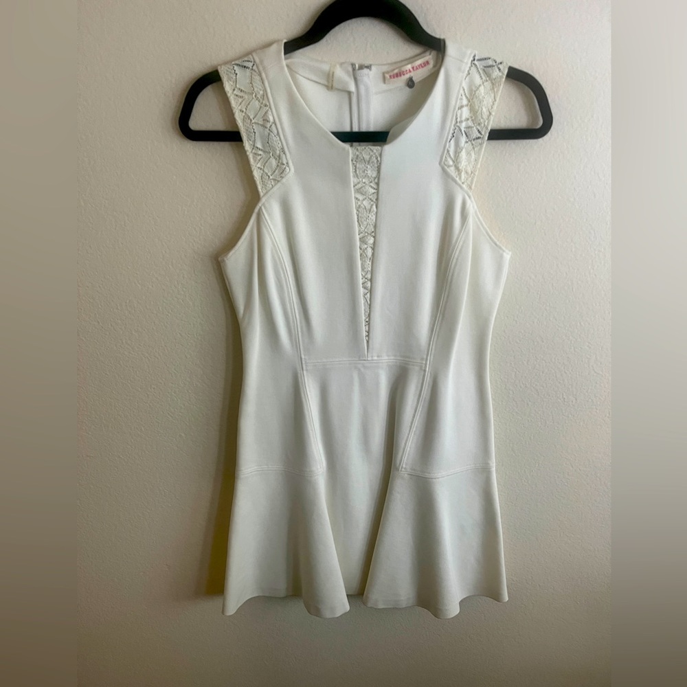 Rebecca Taylor Size 8 White / Off White Summer Dress Lace insert